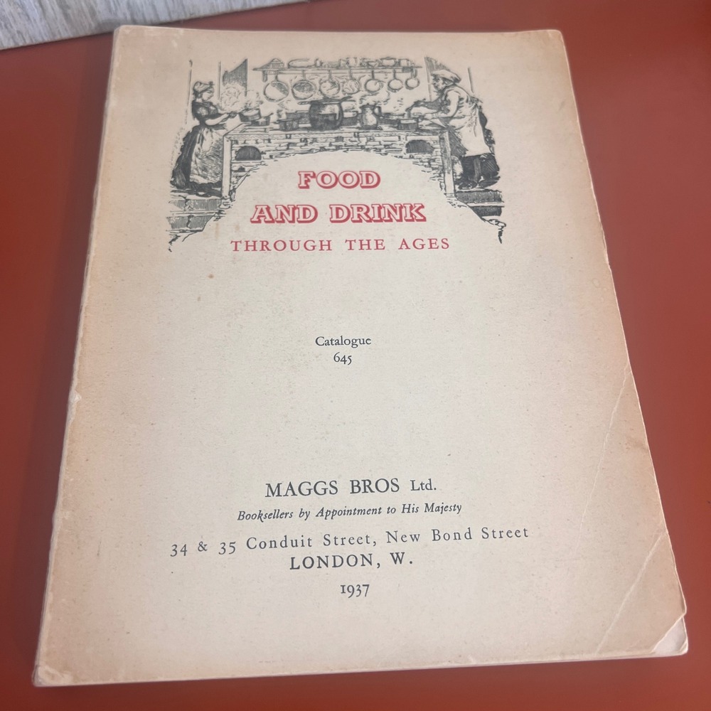 1937 Maggs Bros Ltd Catalogue 645 Food‎ and Drink Through the Ages Vintage Book
